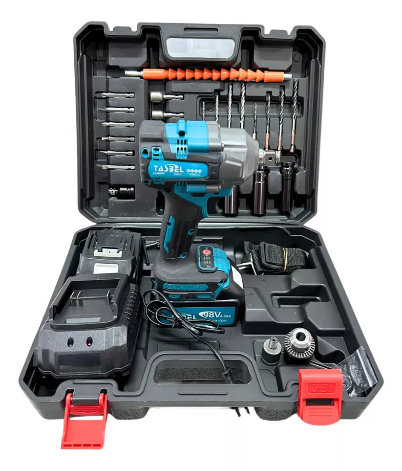 🔧 Llave de Impacto Inalámbrica 98V ⚡ Doble Batería 🔋 + Accesorios 🛠️