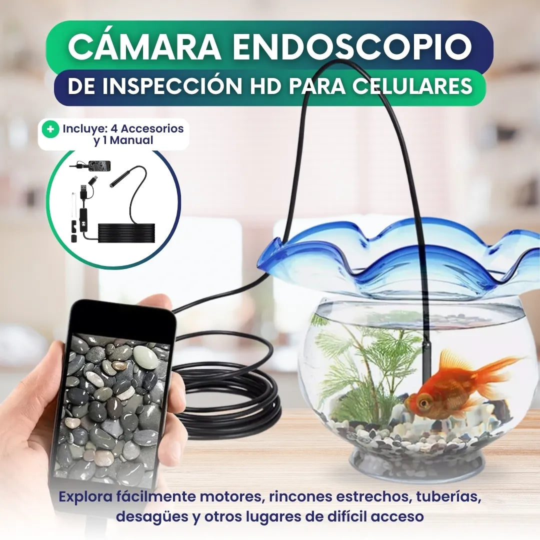 Cámara endoscopio de inspección HD para celulares - 5 metros