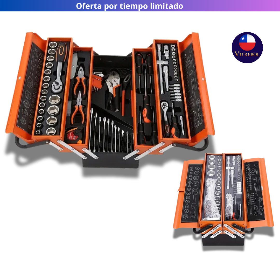 Caja baúl Metálico de herramienta con 85 piezas  - para todos tus trabajos