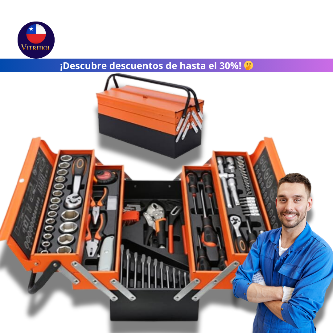 Caja baúl Metálico de herramienta con 85 piezas  - para todos tus trabajos