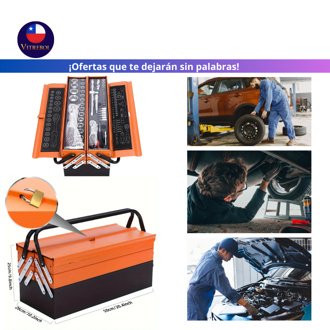 Caja baúl Metálico de herramienta con 85 piezas  - para todos tus trabajos