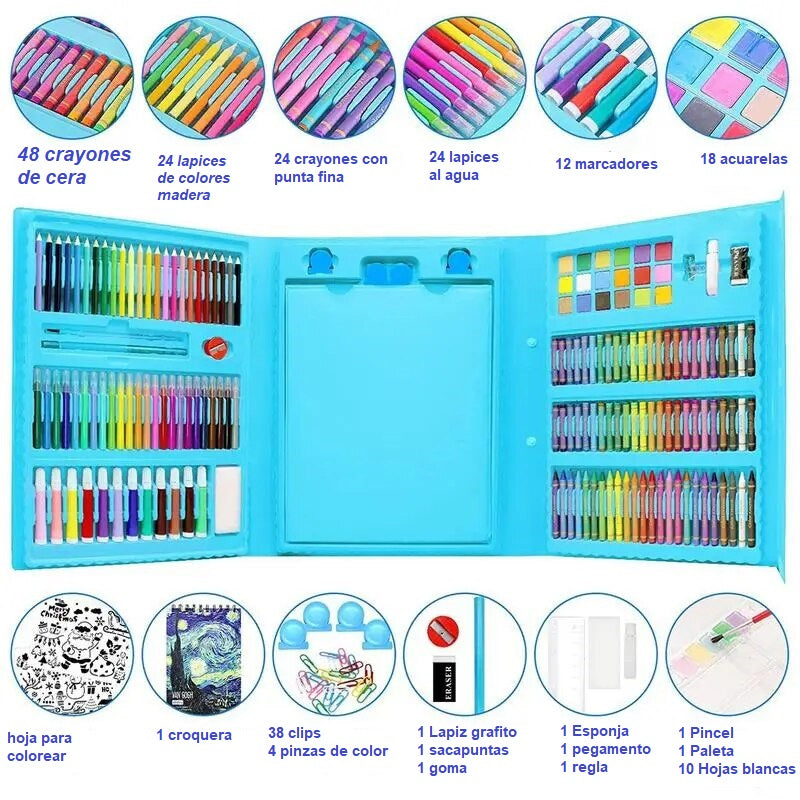 Set de ARTE 208 piezas lapices maleta