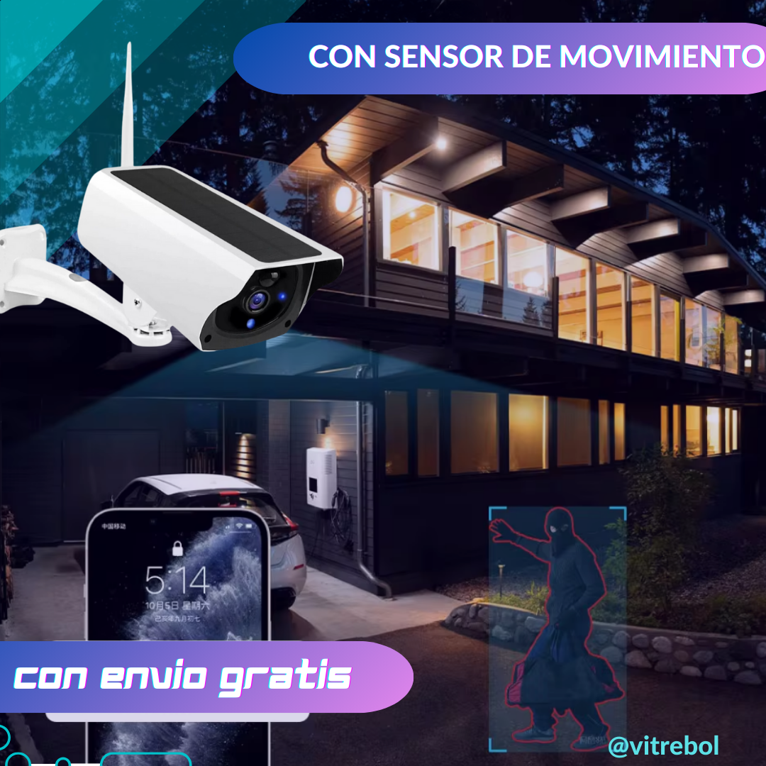 Camara de seguridad S-Mart carga con el sol y graba en full HD