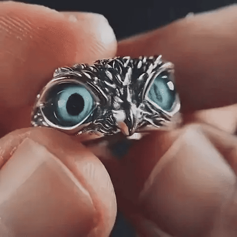 Anillo ajustable unisex Buho para la Prosperidad y Buena Suerte