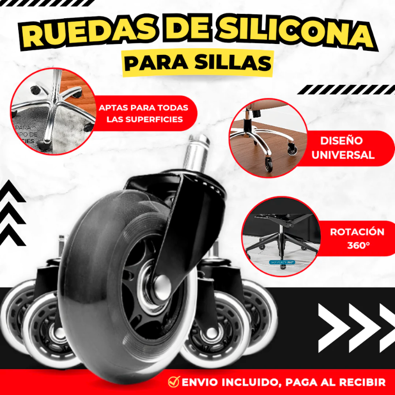 RUEDAS DE SILICONA PARA SILLAS (5 RUEDAS)