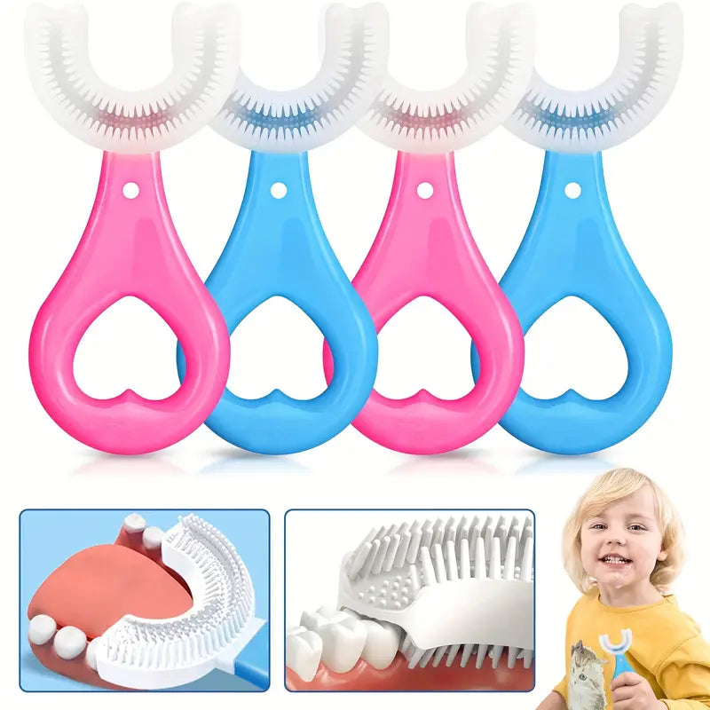 🔥👧Cepillo de dientes en forma de U para niños (Lleva 1 y obtén 1 de regalo)👧🔥