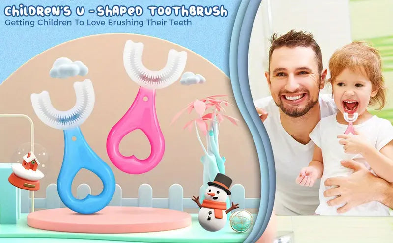 🔥👧Cepillo de dientes en forma de U para niños (Lleva 1 y obtén 1 de regalo)👧🔥