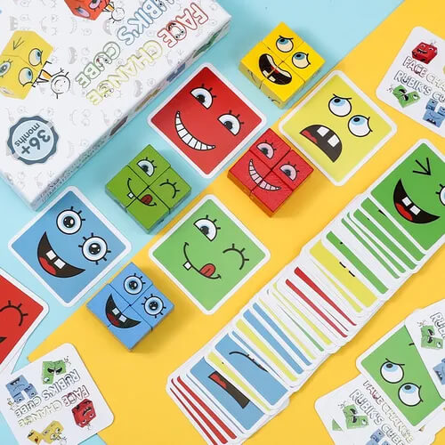 🔥RUBIKS CUBE: JUEGO DE EXPRESIONES CON CUBOS DE CONTRUCCIÓN 👧📚🪅🎨👦