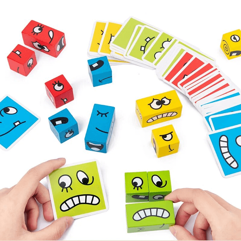🔥RUBIKS CUBE: JUEGO DE EXPRESIONES CON CUBOS DE CONTRUCCIÓN 👧📚🪅🎨👦
