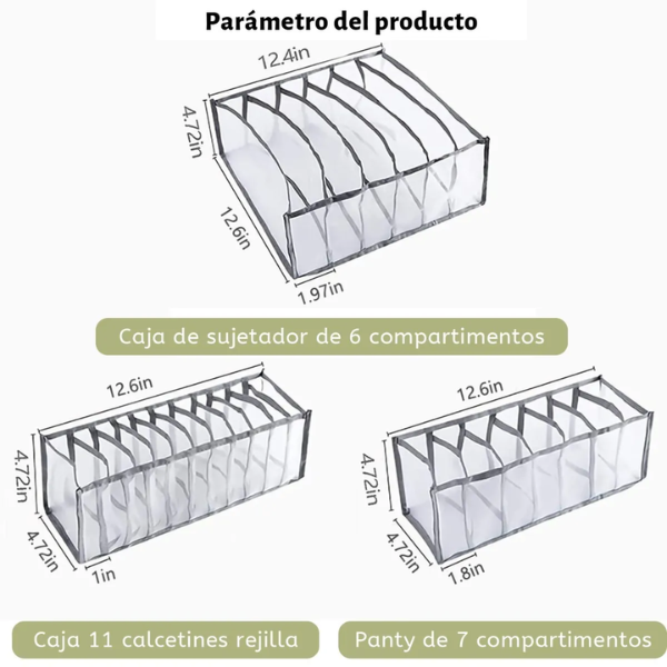 PerfectOrganizer™ - Set de 3 Organizadores de Ropa Interior, Calcetines & Más